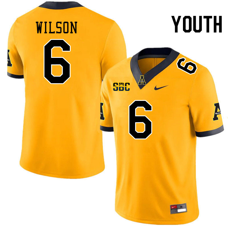 Youth #6 Matthew Wilson Appalachian State Mountaineers College Football Jerseys Stitched-Gold